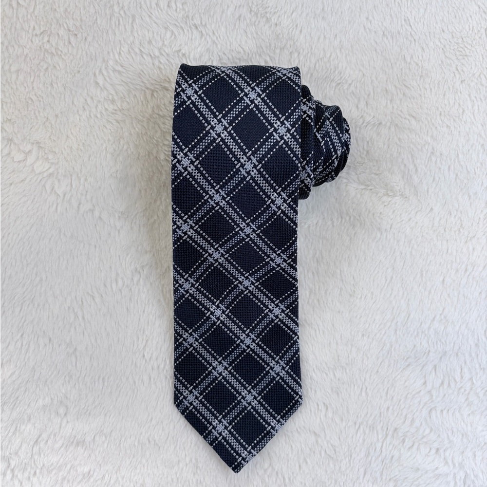 BOCARA- Elegant Navy and Blue Checkered Tie
